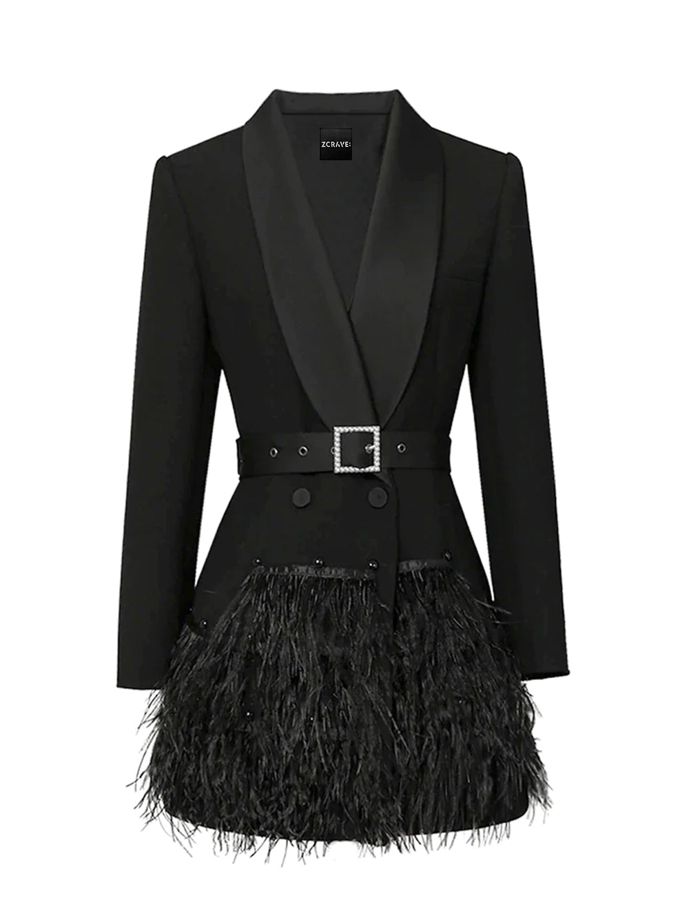 Vestido de plumas FIFTH AVE en negro