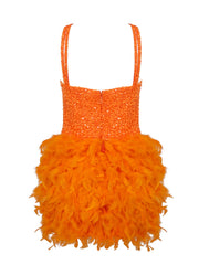 ANSA Feathers Mini Dress