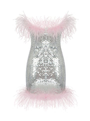 ELVIRA Sequins w Feathers Mini Dress