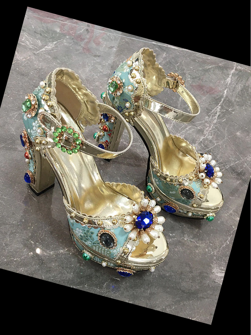 PALAIS Rhinestone-Embellished Block-Heels