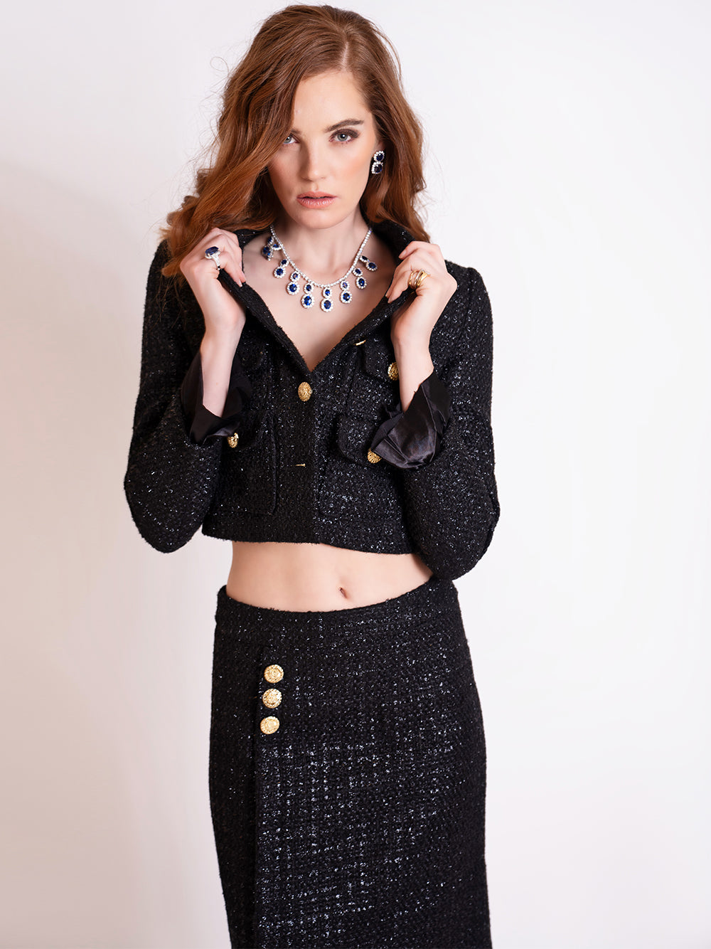 MORENNE Tweed Jacket & Skirt Set