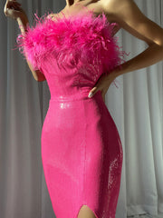 ENIGMA Sequin Maxi Dress in Fuchsia