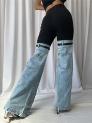 Pantalones BICOLOR Patchwork en Denim y Negro