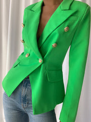 Double Breasted Blazer in Hunter Green