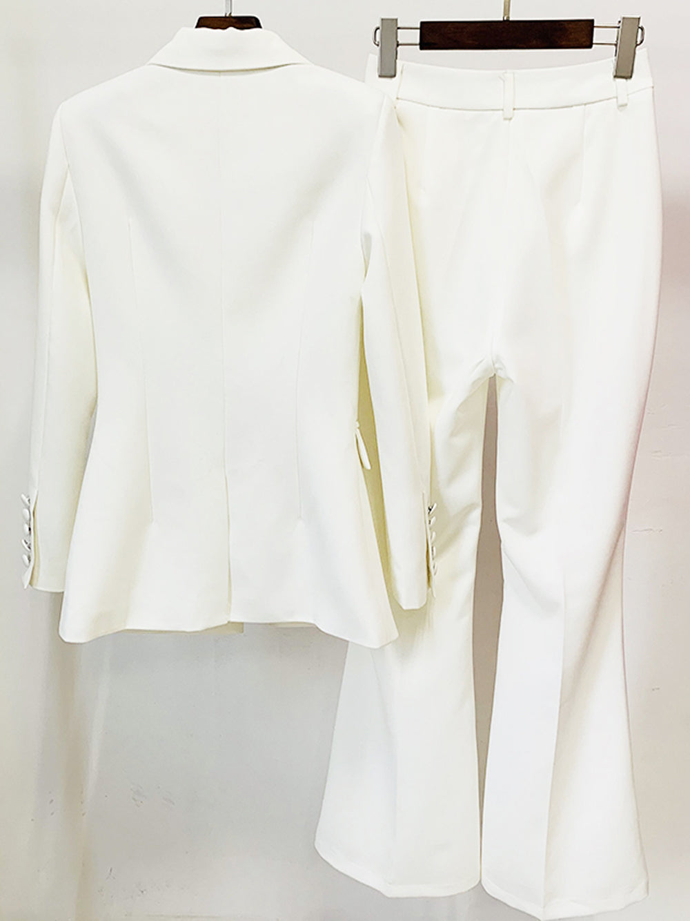 NAOMA Blazer & Flared Pants Set in White