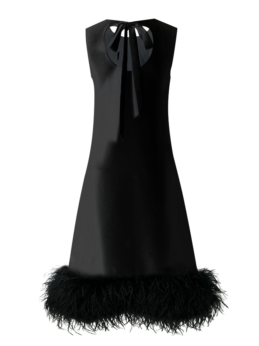 PIUME Maxi Dress w Feathers In Black