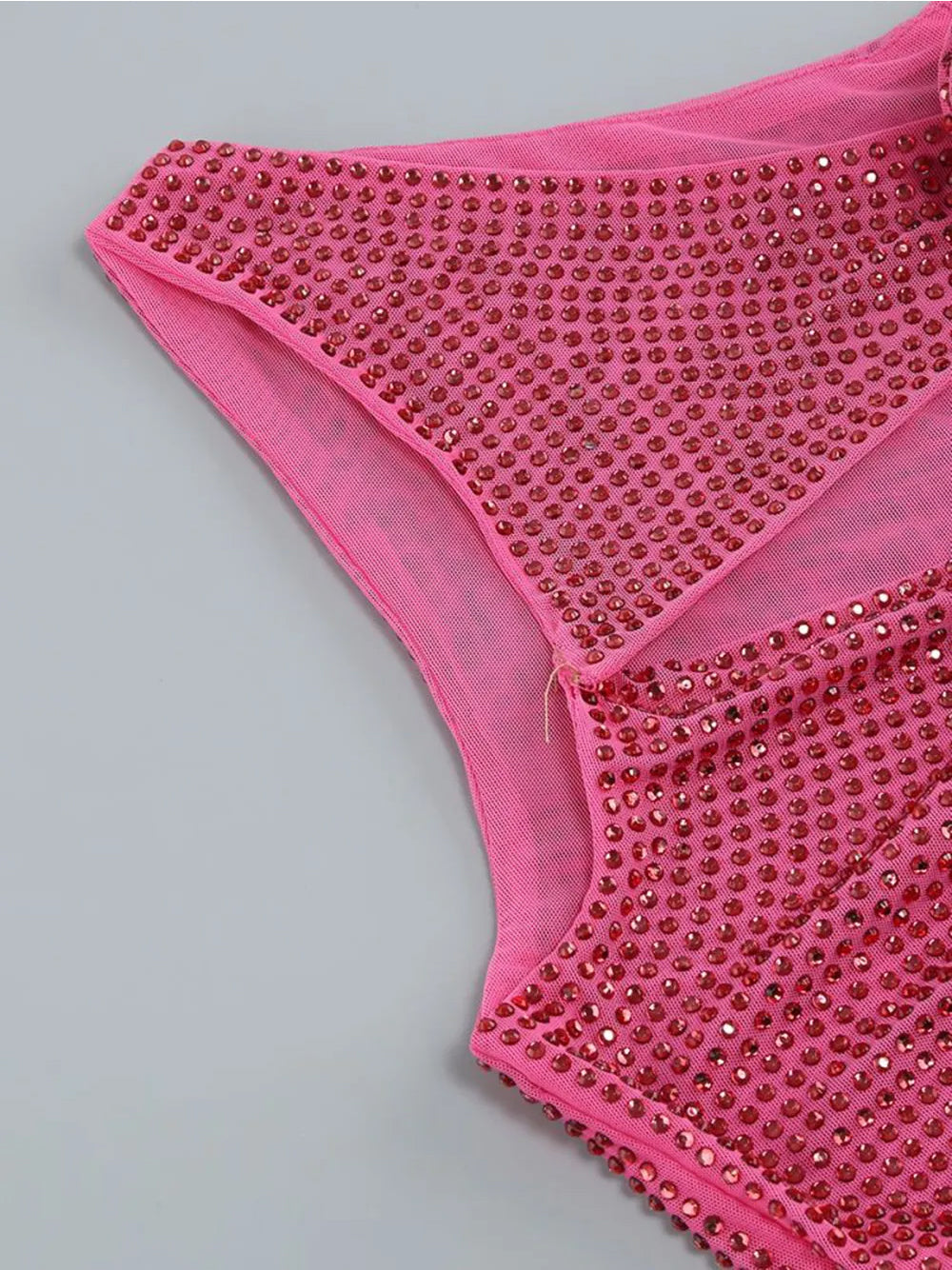 Conjunto de top y falda con aberturas LINNE en rosa