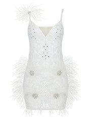 LENORE Sequins & Feathers Mini Dress