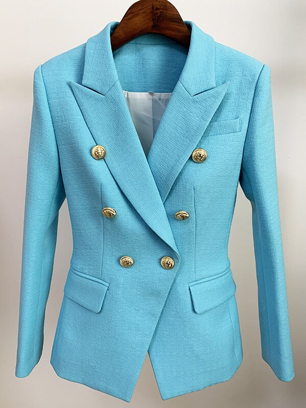 Double-Breasted Blazer in Light Blue