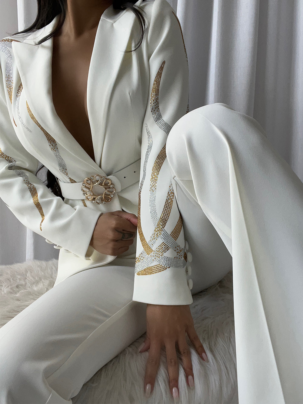 SHEA Blazer & Pants Set in White