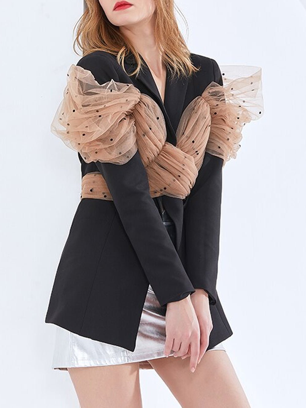 ARCO Blazer w Wrapped Mesh Bow-knot