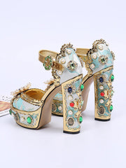 PALAIS Rhinestone-Embellished Block-Heels