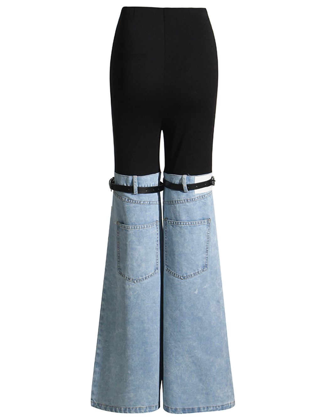 Pantalones BICOLOR Patchwork en Denim y Negro