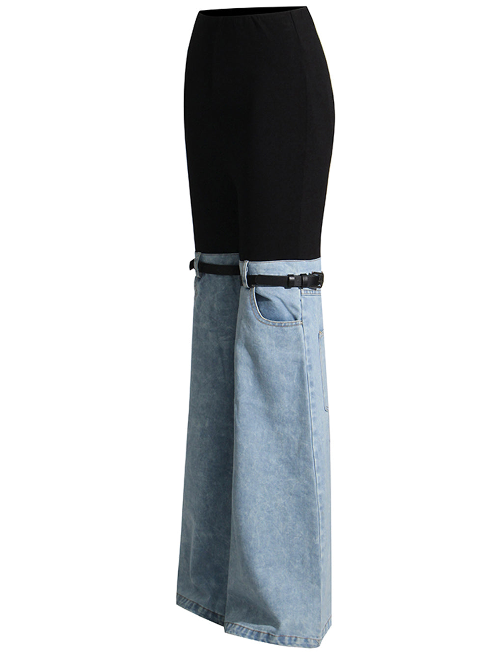 Pantalones BICOLOR Patchwork en Denim y Negro