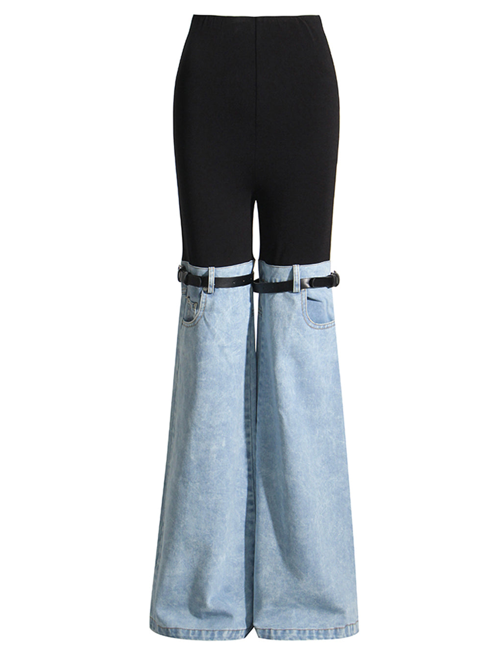 Pantalones BICOLOR Patchwork en Denim y Negro