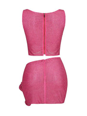 Conjunto de top y falda con aberturas LINNE en rosa