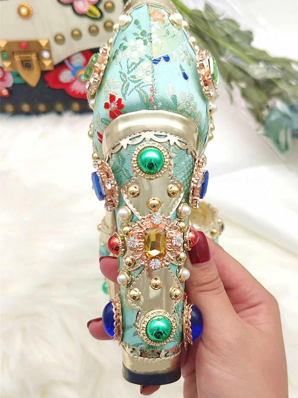 PALAIS Rhinestone-Embellished Block-Heels