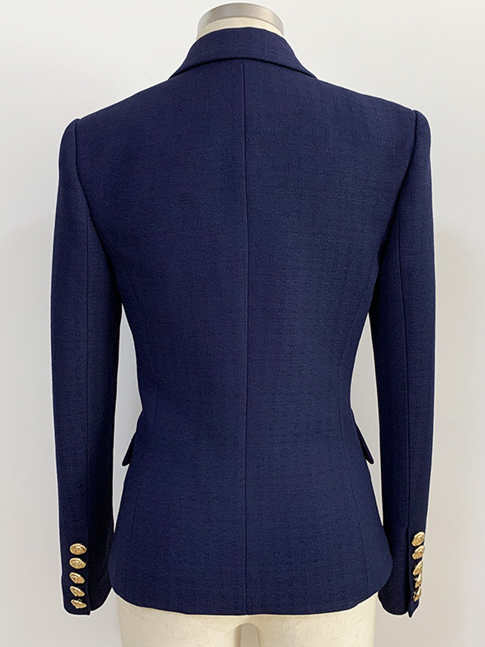 Slim Fit Zweireihiger Blazer in Marineblau