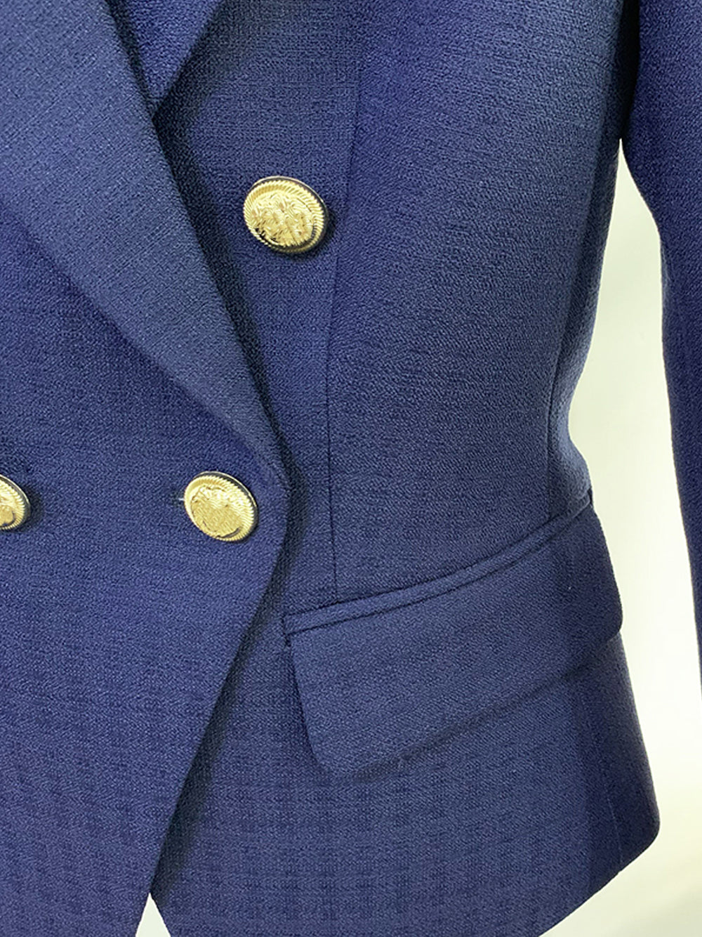 Slim Fit Zweireihiger Blazer in Marineblau