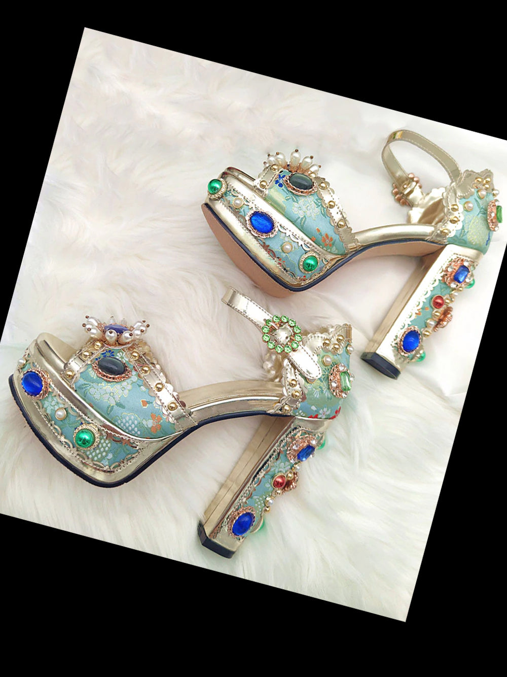 PALAIS Rhinestone-Embellished Block-Heels