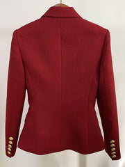 Slim Fit Double Breasted Blazer in Burgundy