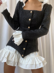 Conjunto de vestido y falda de tweed SANE en negro