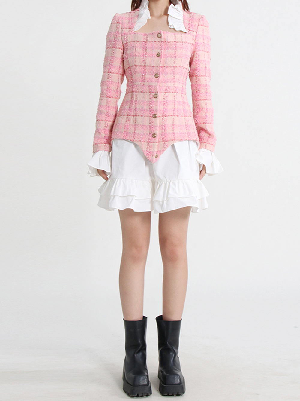 SANE Tweed Dress & Skirt Set in Pink