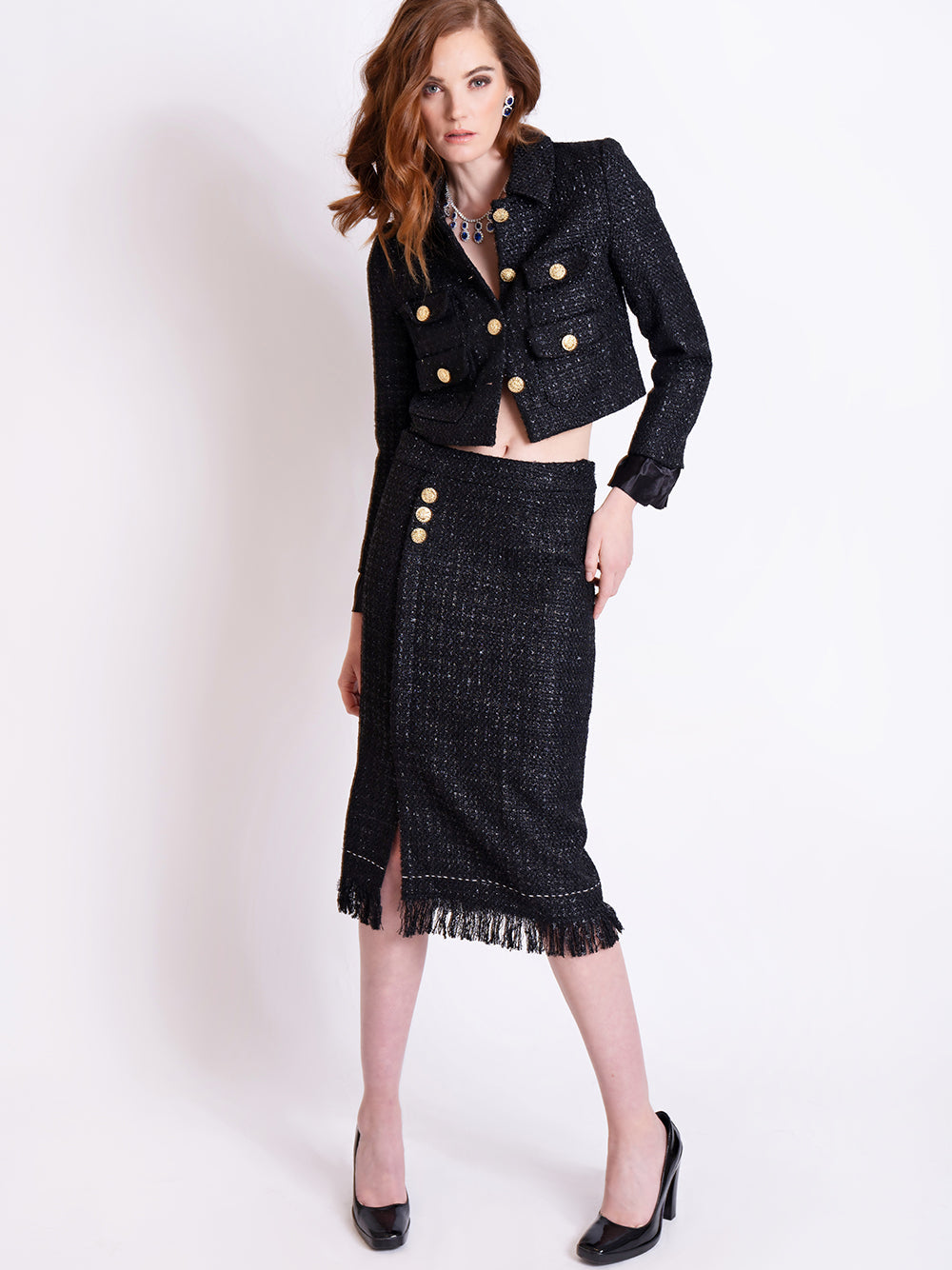 MORENNE Tweed Jacket & Skirt Set