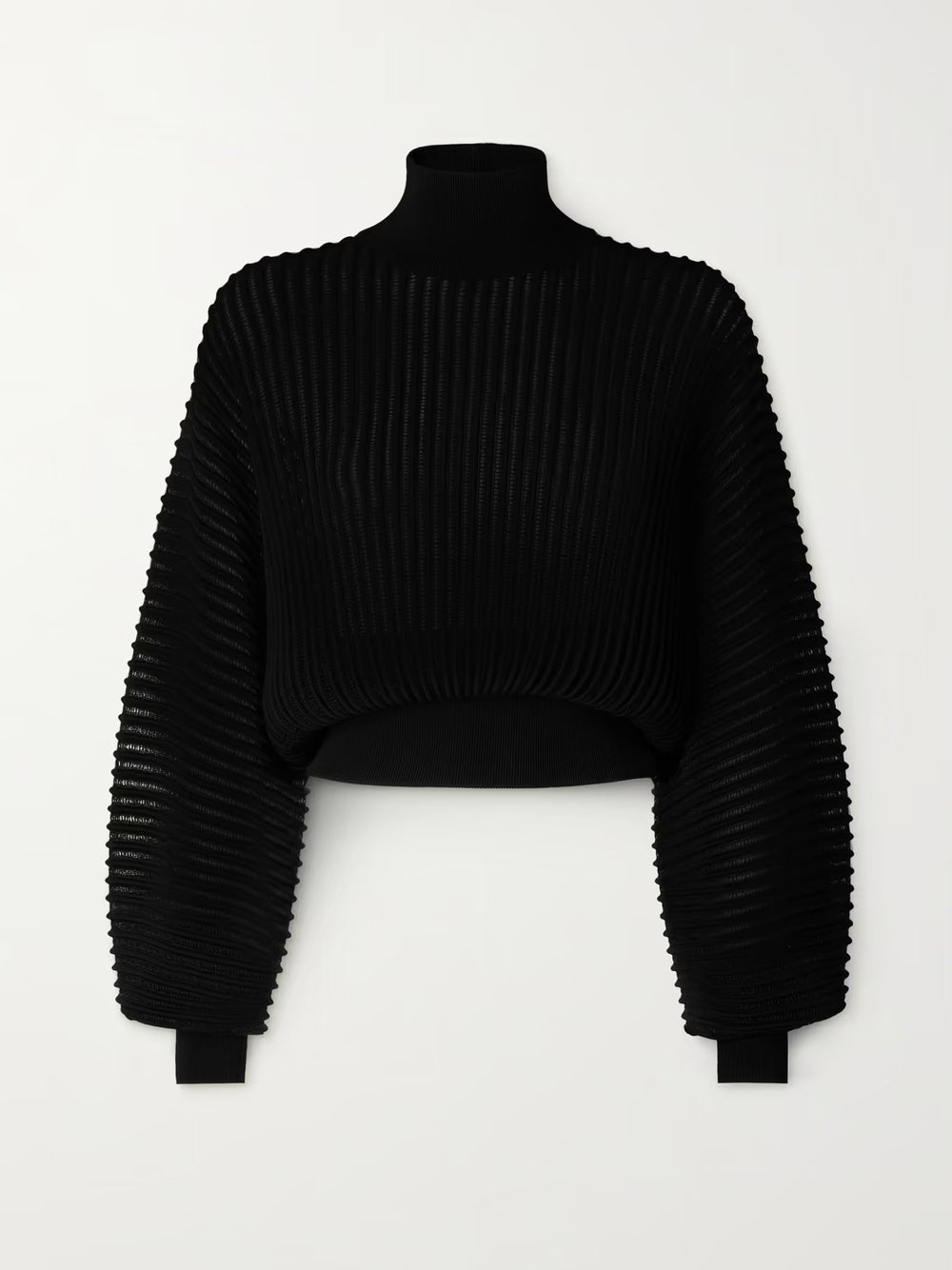 CHO Rippenstrick-Rollkragenpullover in Schwarz