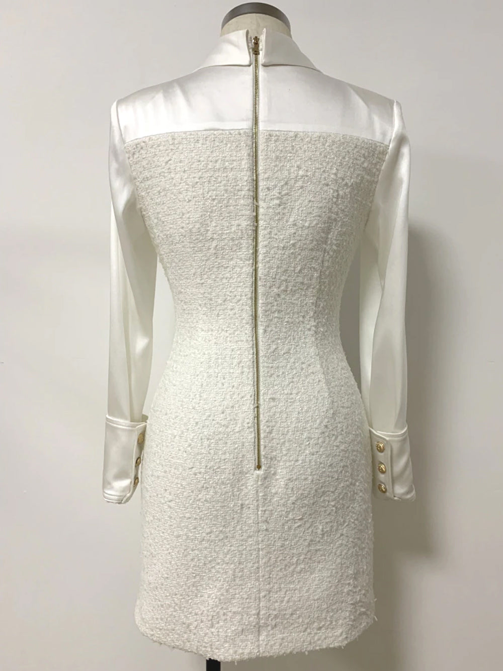 Vestido mini de tweed TEMMA en blanco