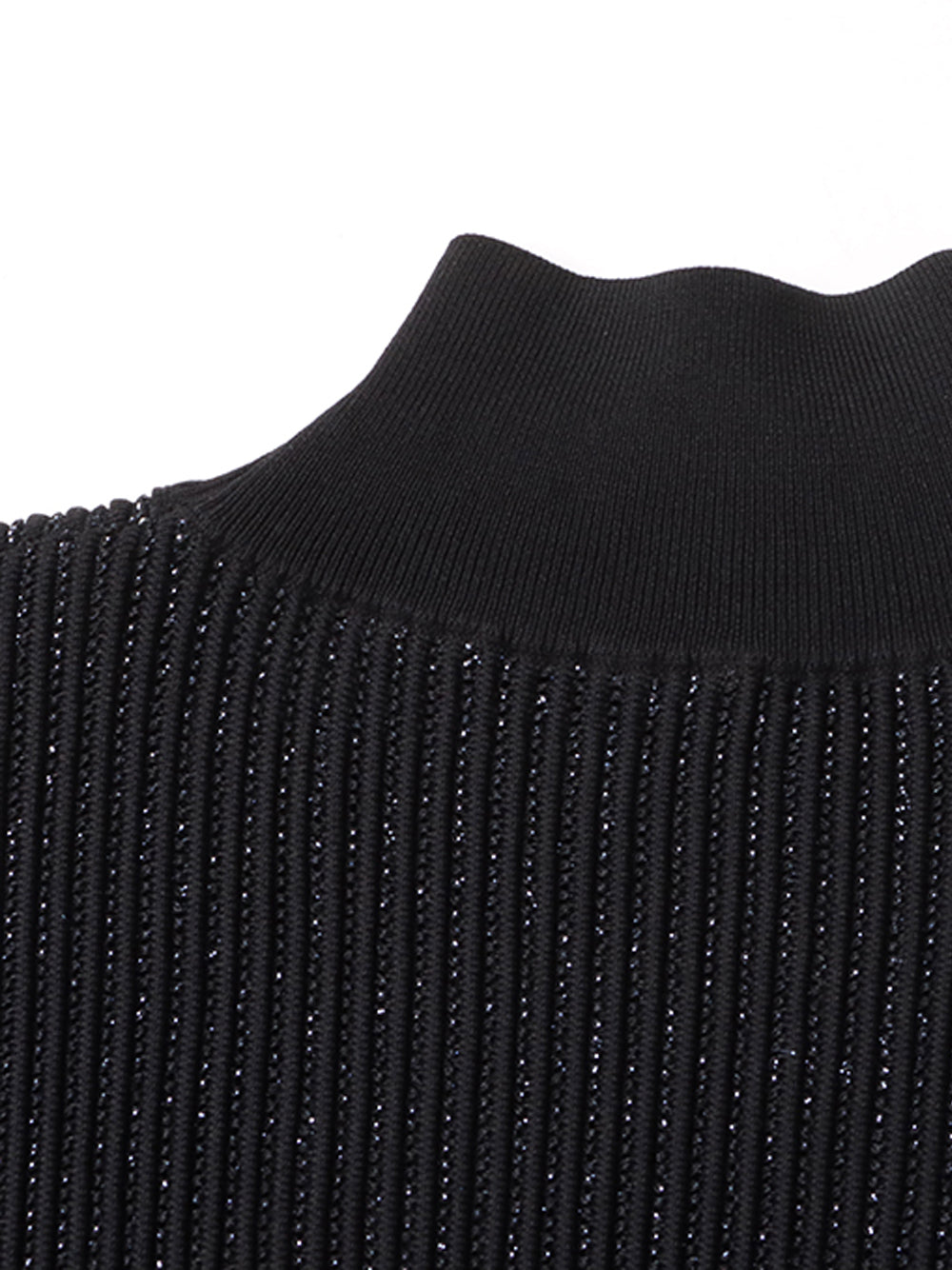 CHO Rippenstrick-Rollkragenpullover in Schwarz