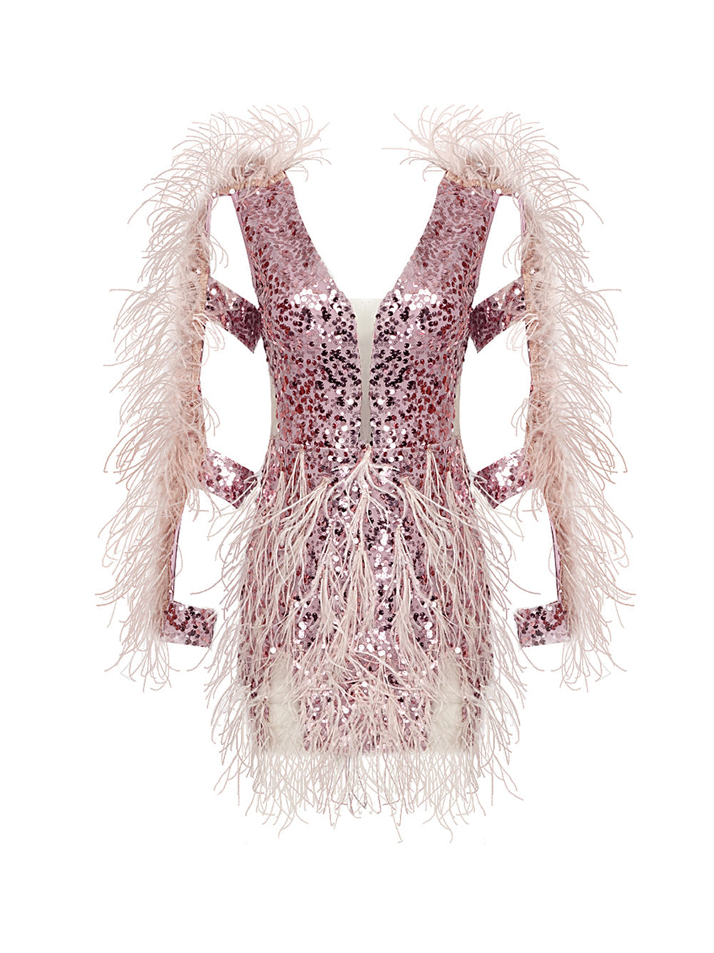 BALERY Feathers & Sequin Mini Dress