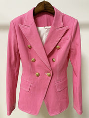 Rosa zweireihiger Jeansblazer 