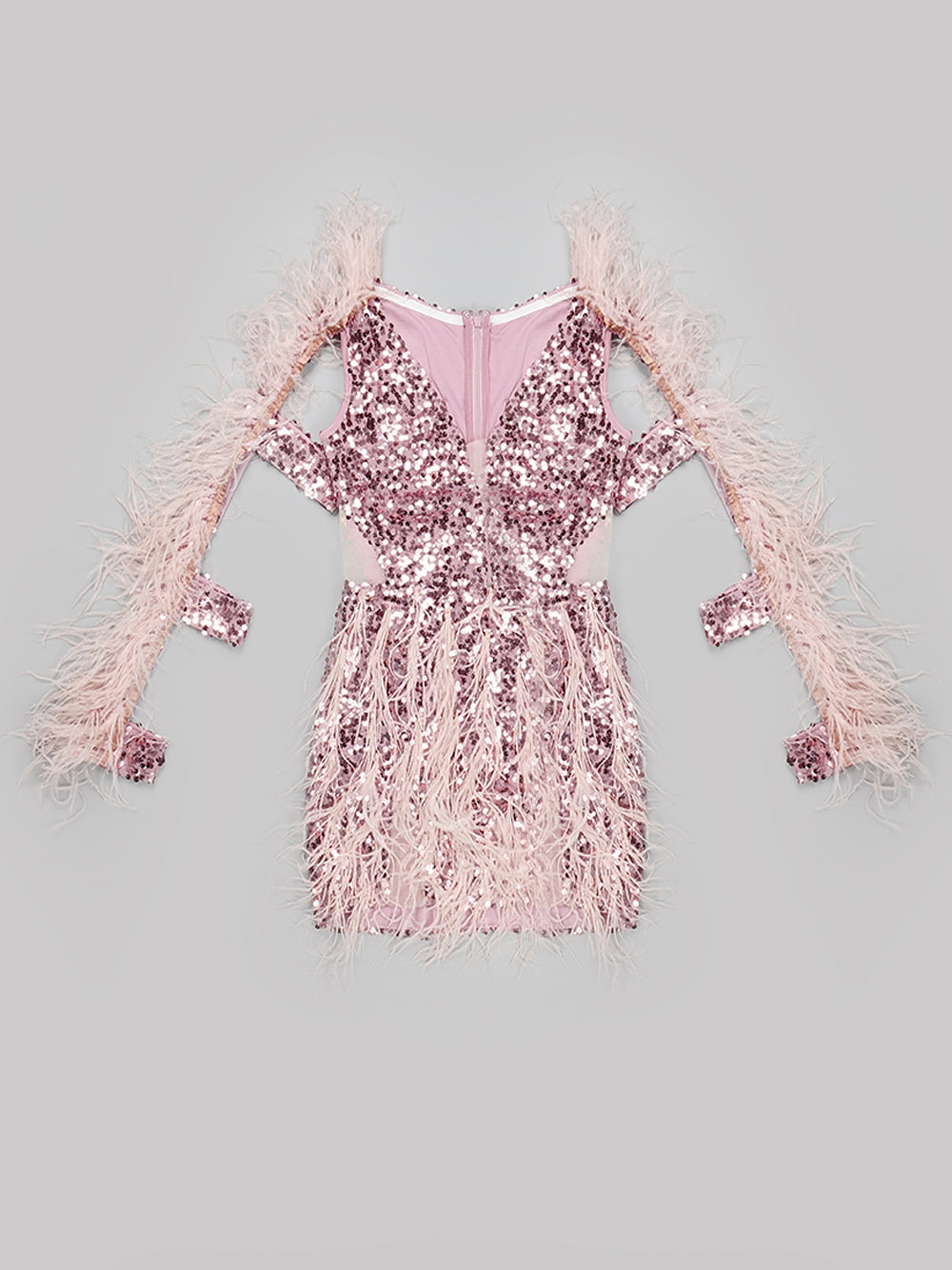 BALERY Feathers & Sequin Mini Dress