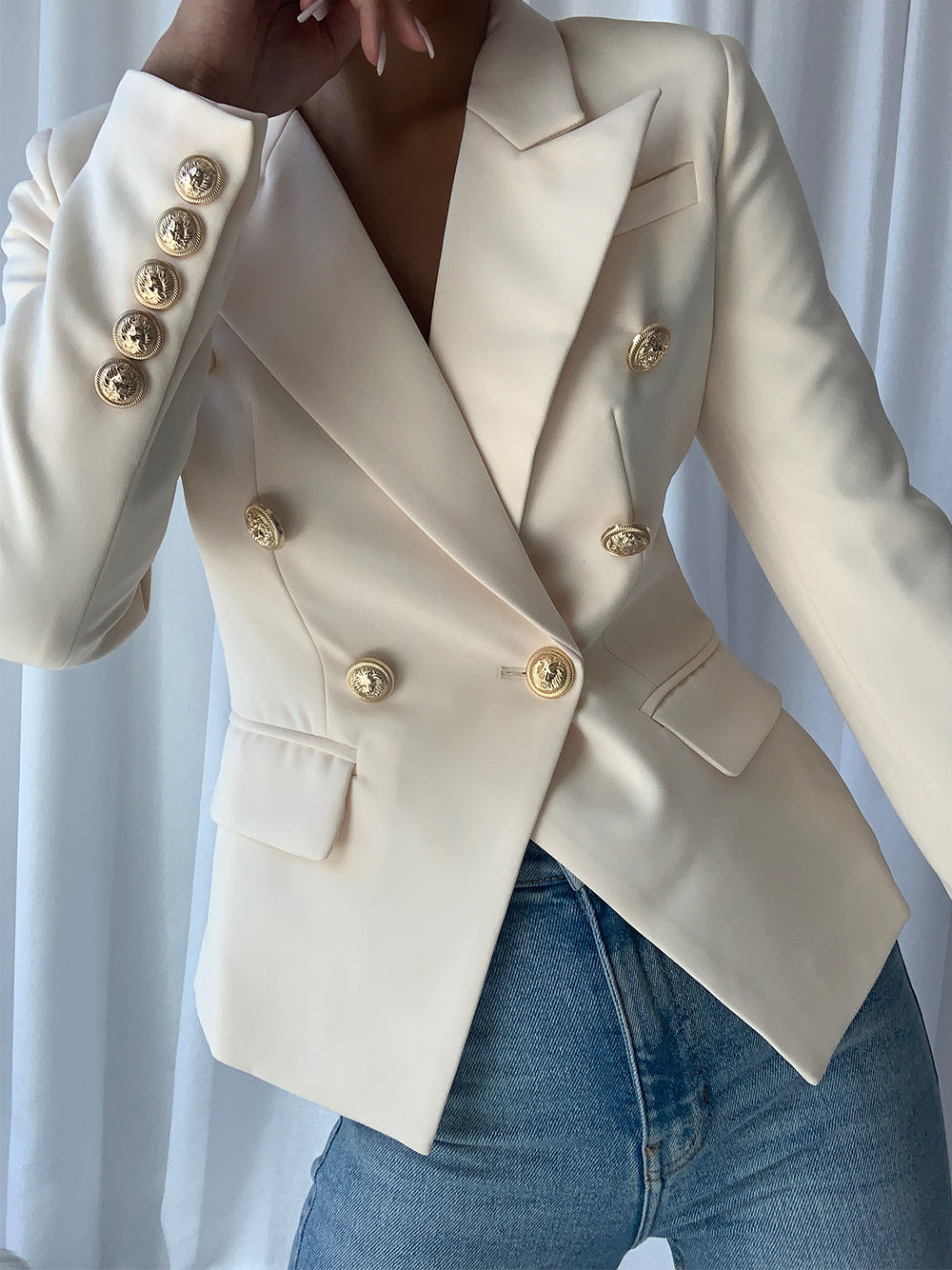 Double Breasted Blazer in White