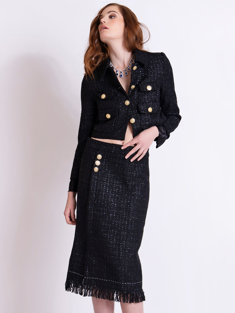 MORENNE Tweed Jacket & Skirt Set