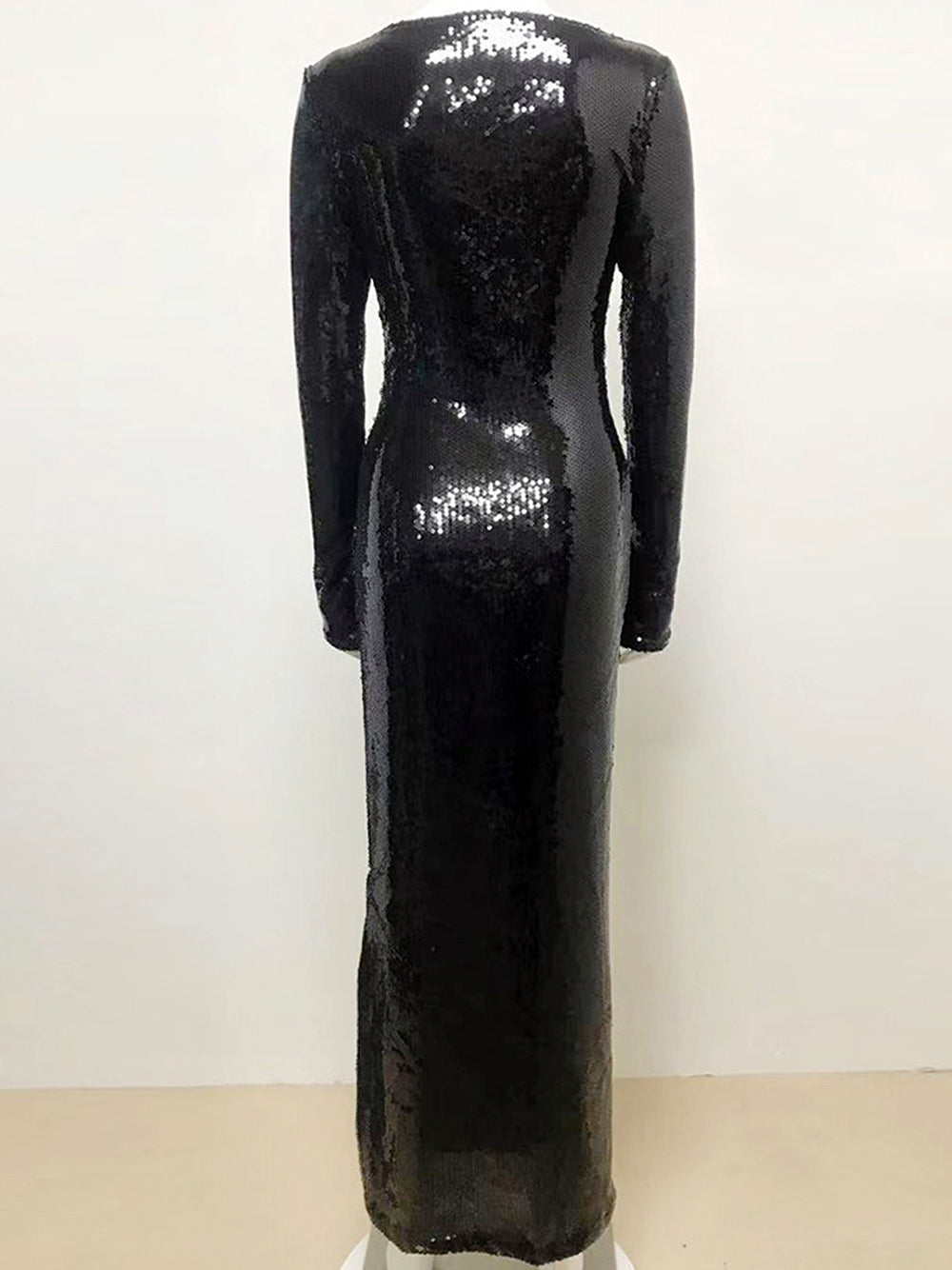 SAHARA Pailletten-Maxikleid in Schwarz