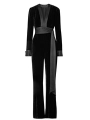 Schwarzer Samt-Jumpsuit