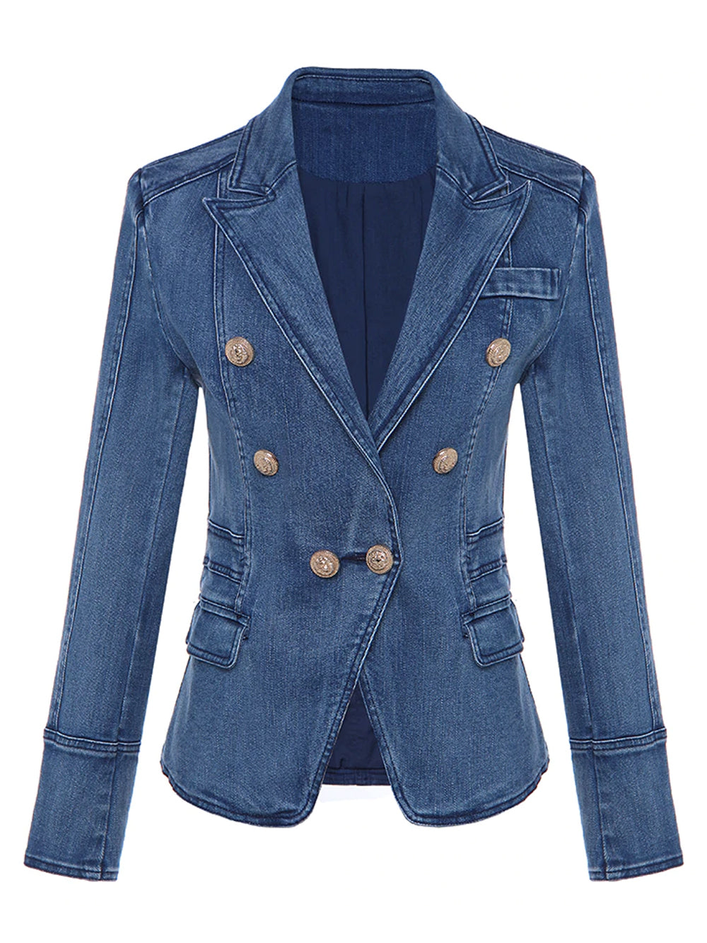 Double-Breasted Denim Blazer