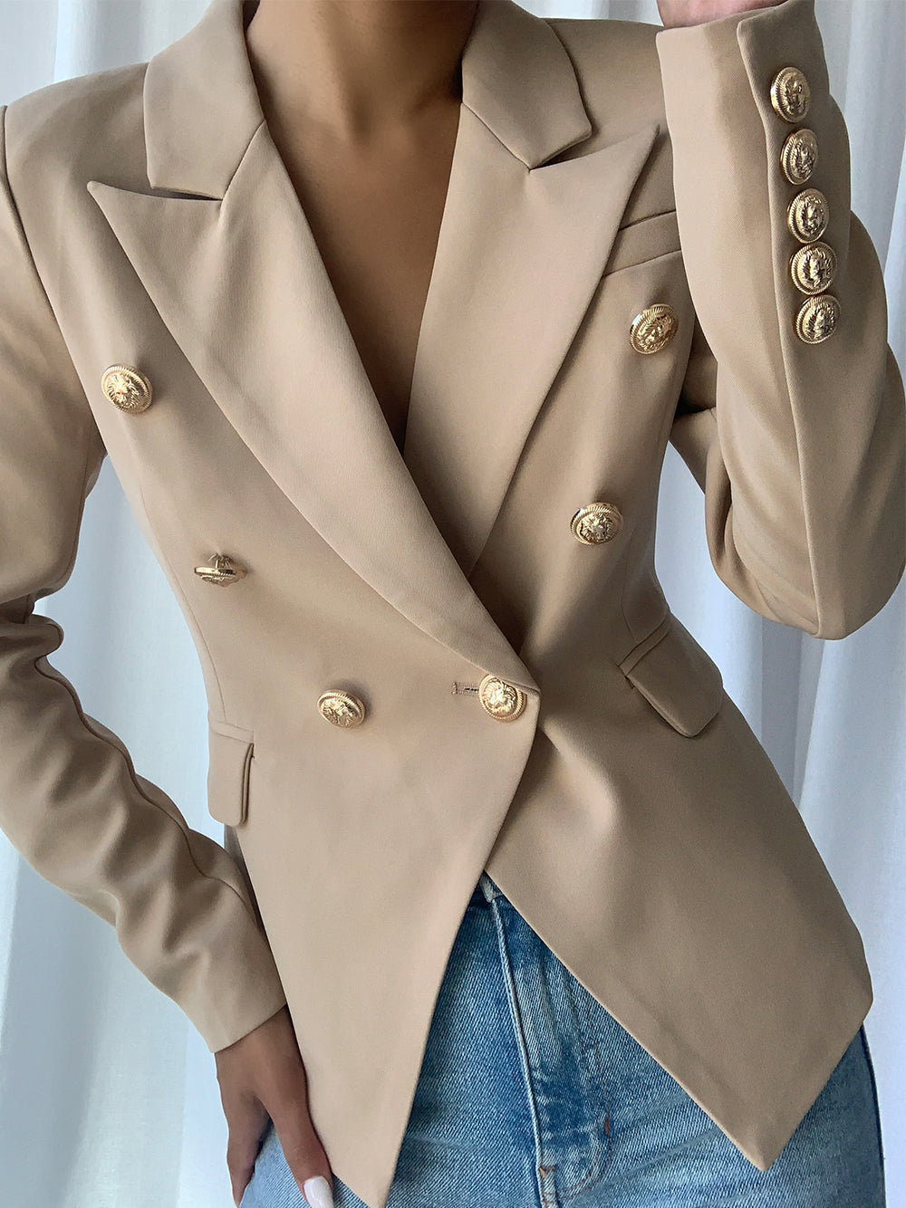 PENELOPE Zweireihiger Blazer in Beige