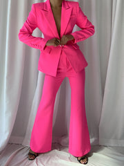 Conjunto de blazer y pantalón acampanado NAOMA en rosa