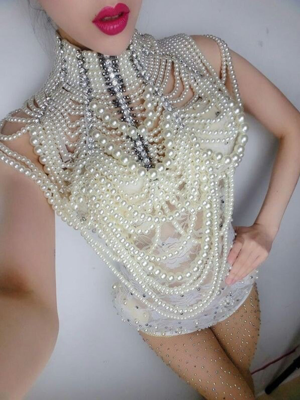 ALTHAIA Pearl Chain Top