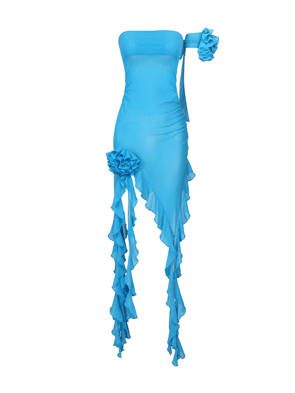 GOTA Ruffle Dress in Turquoise