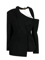 DEIDE Asymmetric Blazer in Blazk