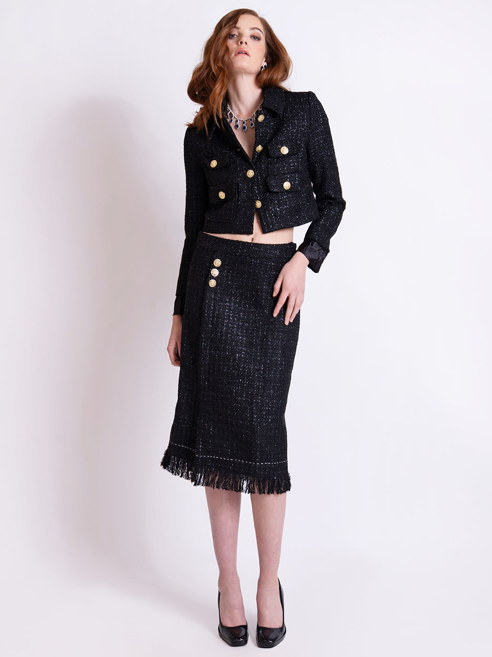 MORENNE Tweed Jacket & Skirt Set