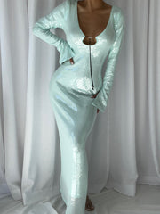 SAHARA Pailletten-Maxikleid in Mint