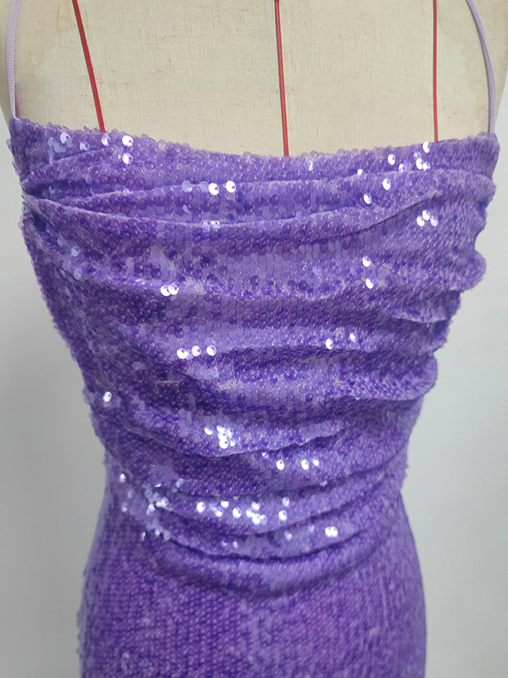 VESSAI Sequins Maxi Dress in Purple