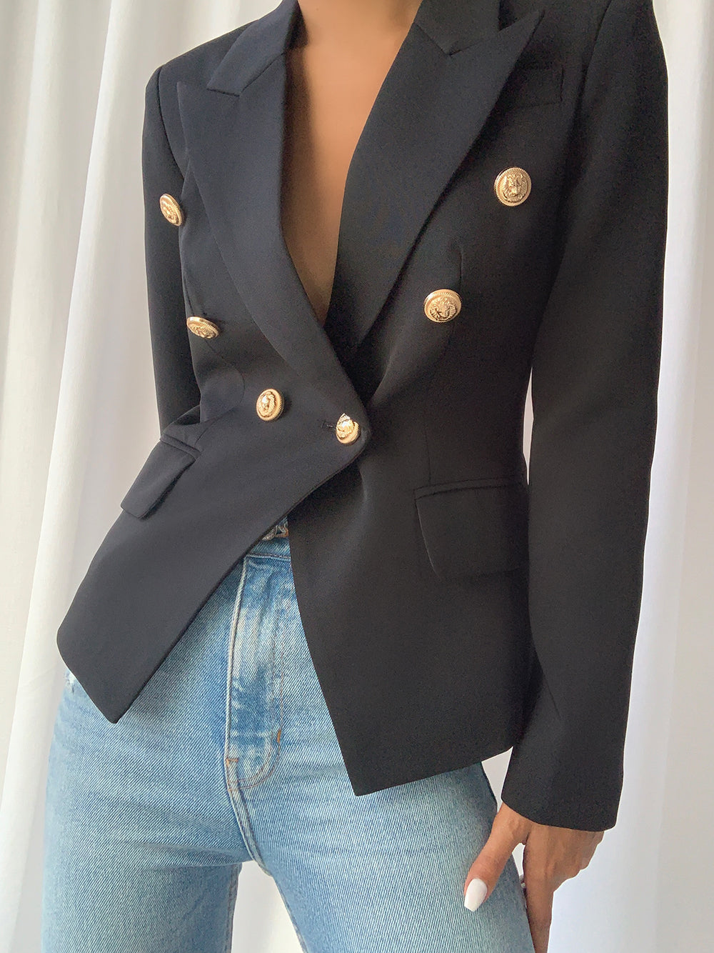 Zweireihiger Blazer in Schwarz