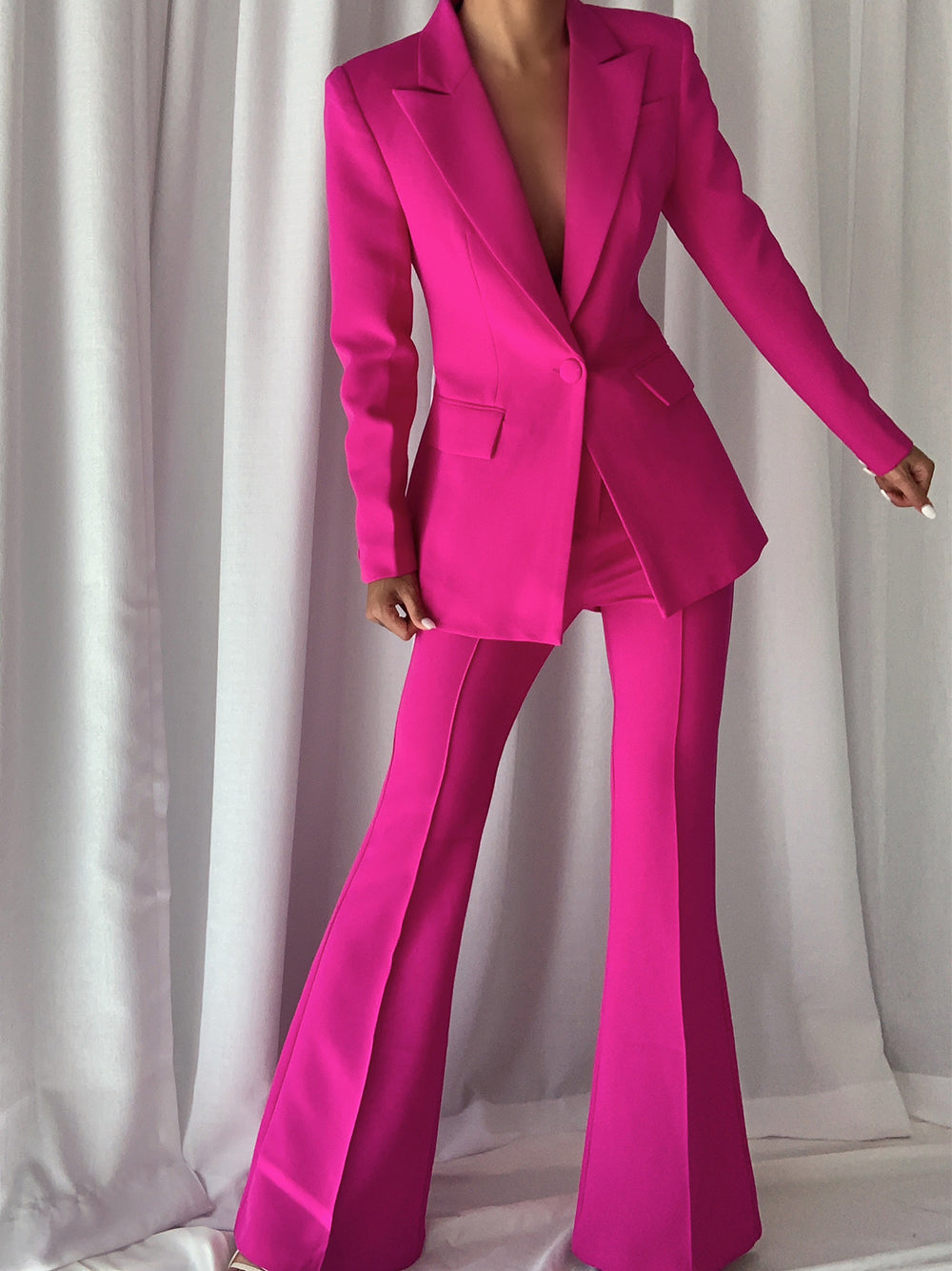 NAOMA Blazer &amp; Schlaghose Set in Fuchsia