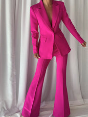 NAOMA Blazer & Flared Pants Set in Fuchsia